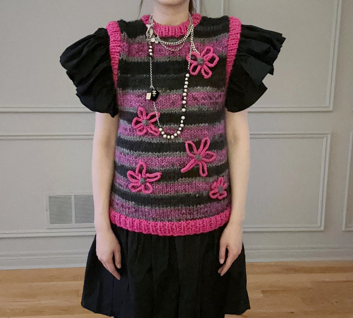 Handknit Flower Vest