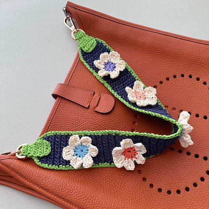 Raffia Flower Strap (dark blue/lime)