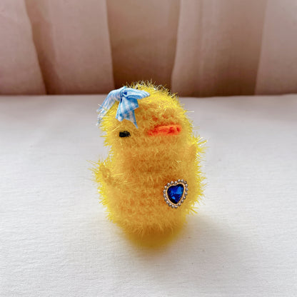 Yellow Jewel Duck Keychain Blue Ribbon