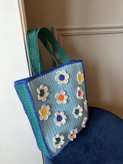 Flower World Raffia Tote