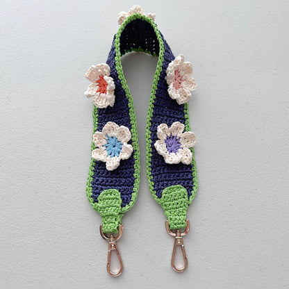 Raffia Flower Strap (dark blue/lime)