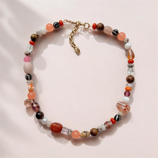 🧡🍊Orange Cream Beaded Necklace