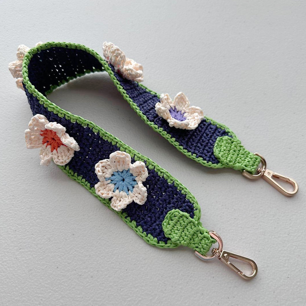 Raffia Flower Strap (dark blue/lime)