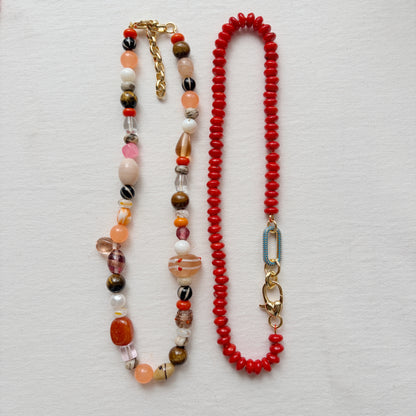 🧡🍊Orange Cream Beaded Necklace