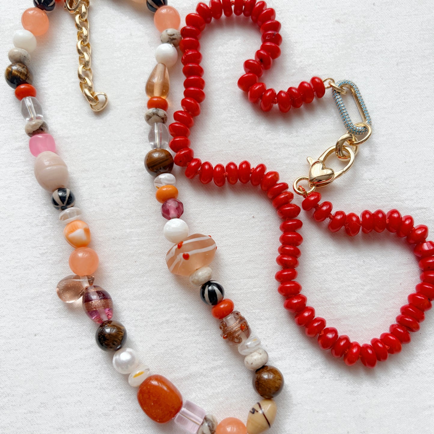 🧡🍊Orange Cream Beaded Necklace