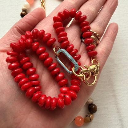 🪸Coral Gemstone Knotted Necklace