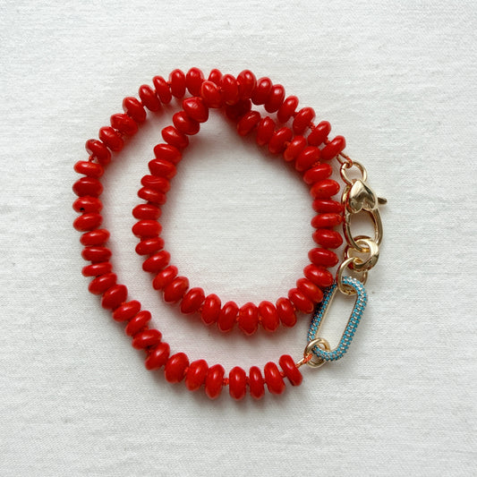 🪸Coral Gemstone Knotted Necklace