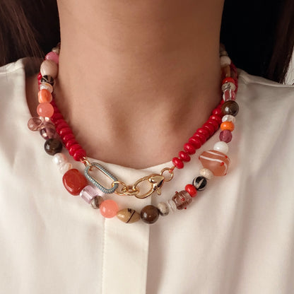 🧡🍊Orange Cream Beaded Necklace