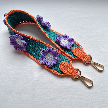 Raffia Flower Strap (dark green/ orange)